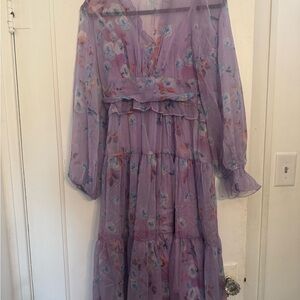 Nordstrom Purple Floral medium Maxi Dress